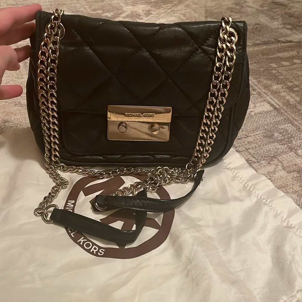 Michael Kors black quilted bag with gold hardware